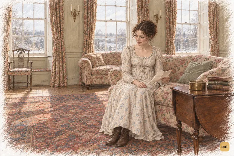 Elizabeth lowers Charlotte’s letter, recognising the measured praise she expected.