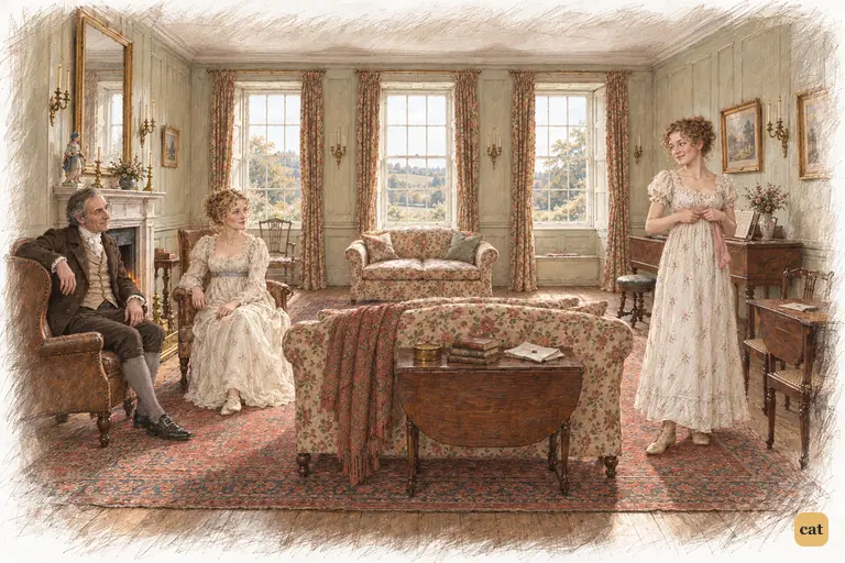 Jane and Elizabeth have gone upstairs with Caroline’s letter.