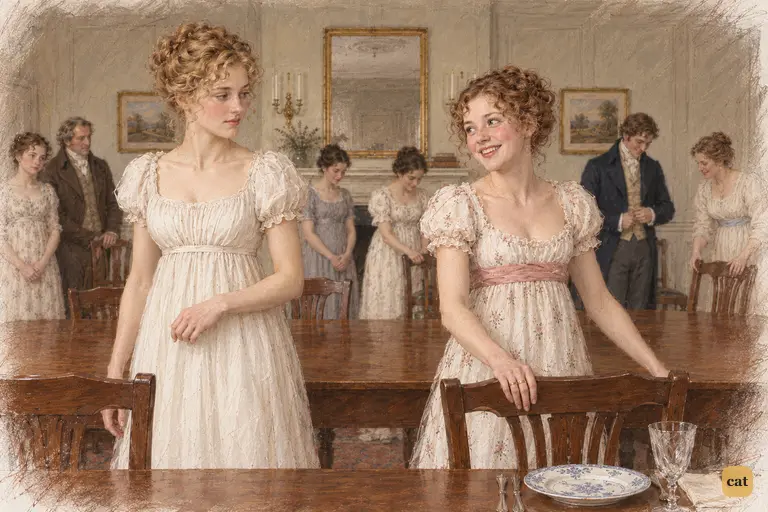 Lydia claims Jane’s place beside Mrs. Bennet as a married woman