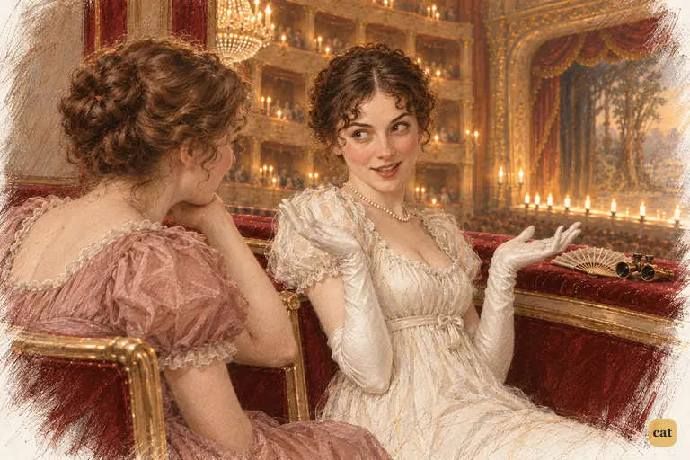 Elizabeth raises both hands in teasing surrender to Mrs. Gardiner’s judgment.