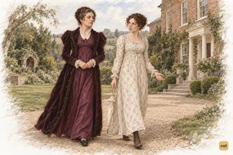 Elizabeth answers Lady Catherine with composed conviction as they continue toward Longbourn.