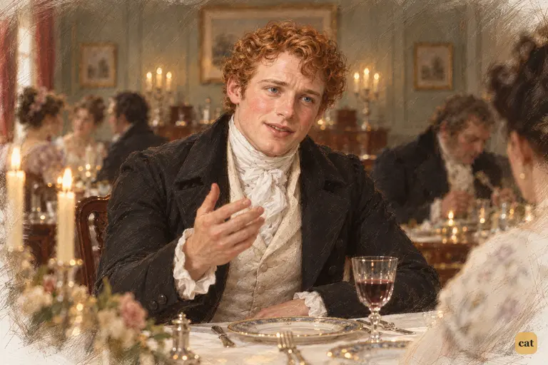 Bingley leans toward Elizabeth with a reassuring gesture, plainly concerned for Jane