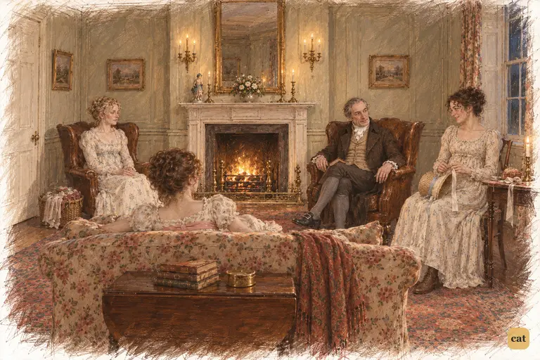 Mr. Bennet asks Elizabeth when the next ball will be, quietly opening a new line of conversation.