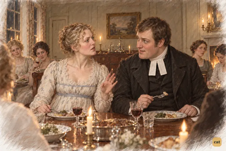 Mrs. Bennet sharply defends her household’s standing.