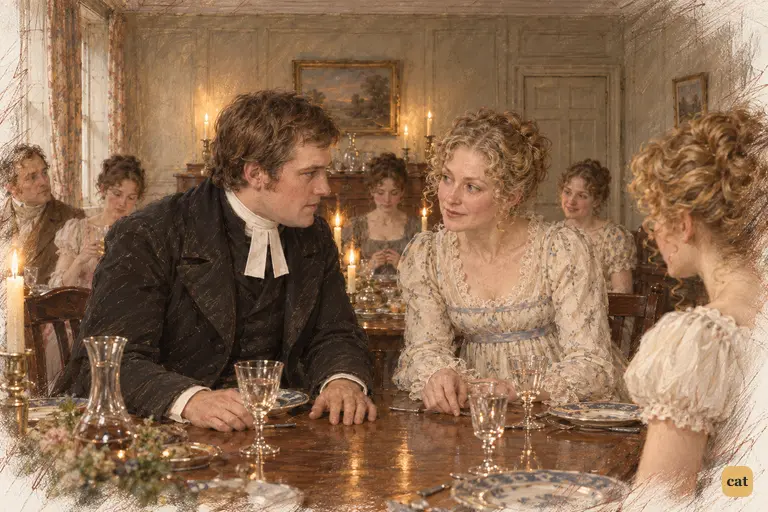 Mr. Collins announces the wealth of Rosings’s sole heiress with solemn importance.