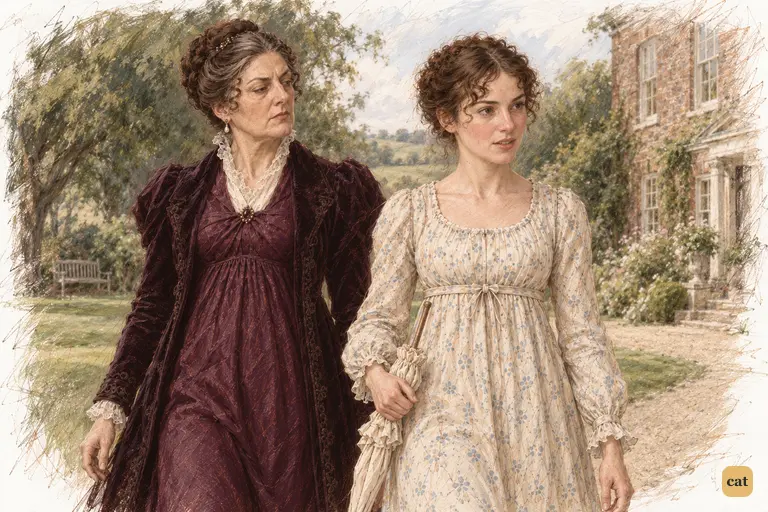 Elizabeth walks toward Longbourn as she ends her part in the argument.