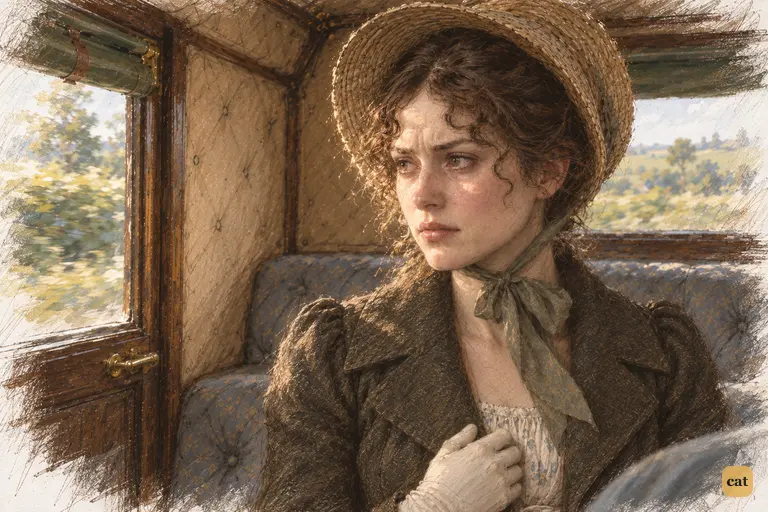 Elizabeth sits rigidly awake as the carriage hurries toward Longbourn.