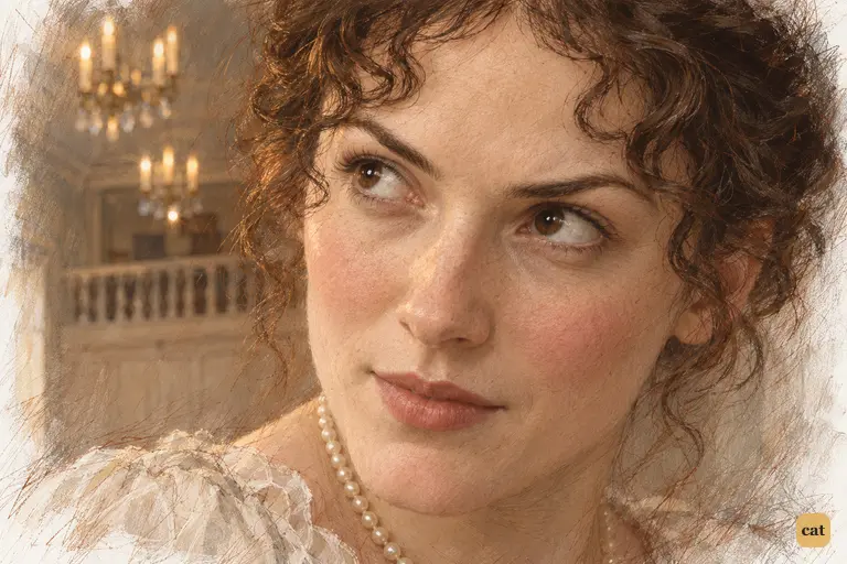 Elizabeth holds her gaze after Darcy's insult, her eyes tightening slightly