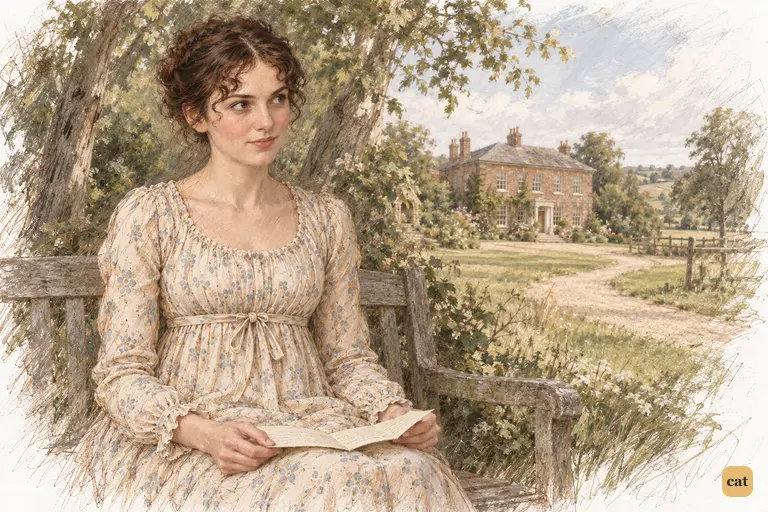 Elizabeth lowers her aunt’s letter to her lap and looks towards the path to Longbourn.