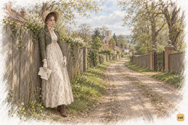 Elizabeth pauses against the park paling, Darcy’s letter hanging idle beside her skirt.