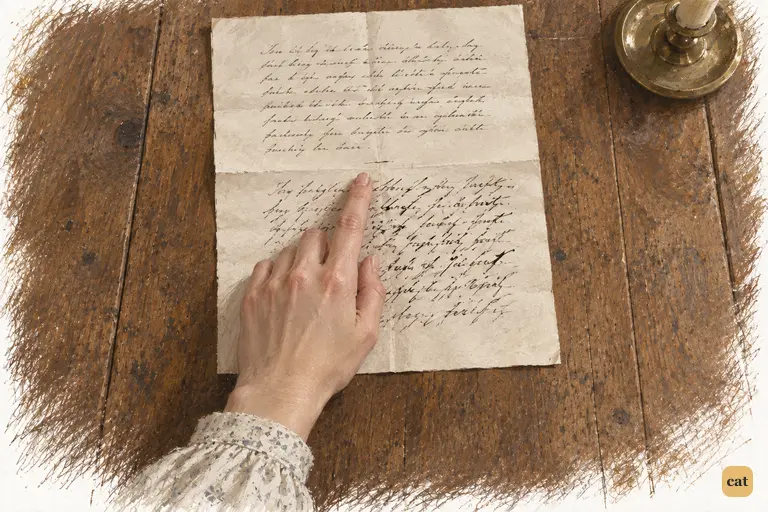 Elizabeth’s fingertip stops where Jane’s orderly handwriting begins to falter.