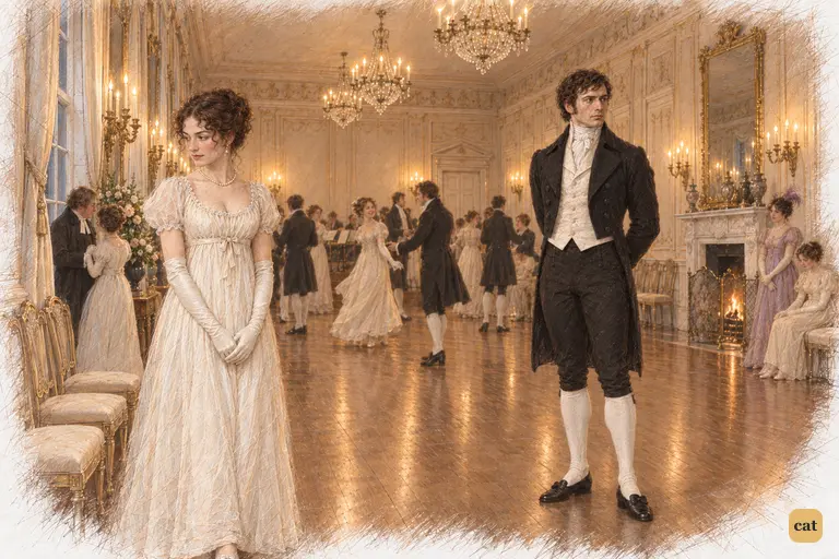 Elizabeth welcomes Darcy’s silence as they stand only a few steps apart.