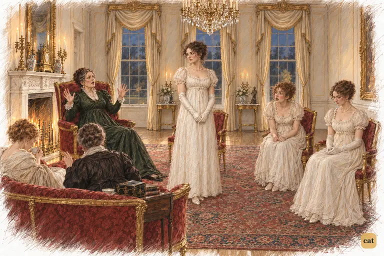Lady Catherine recoils in scandalised astonishment at Elizabeth's answer.
