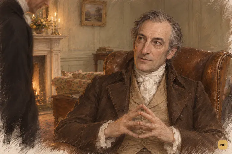 Mr. Bennet gravely advises his cousin to consider Lady Catherine’s displeasure.