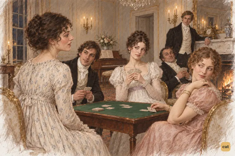 Elizabeth parries Caroline Bingley’s sneer with bright composure.