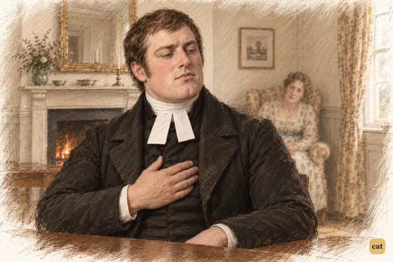 Mr. Collins formally withdraws his offer, his wounded pride wrapped in clerical dignity.