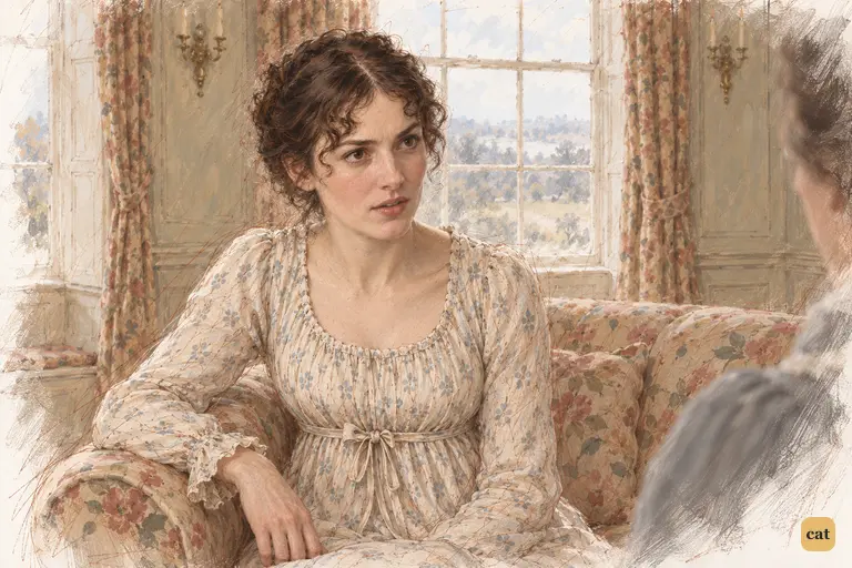 Elizabeth answers her aunt with quiet candour, her lips parted on a second denial.
