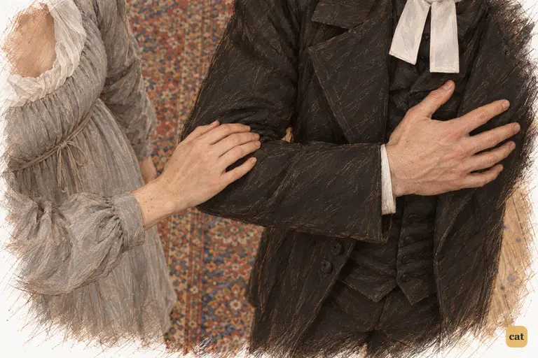 Mr. Collins presses his hand over his heart with ceremonious gravity as he promises secrecy.