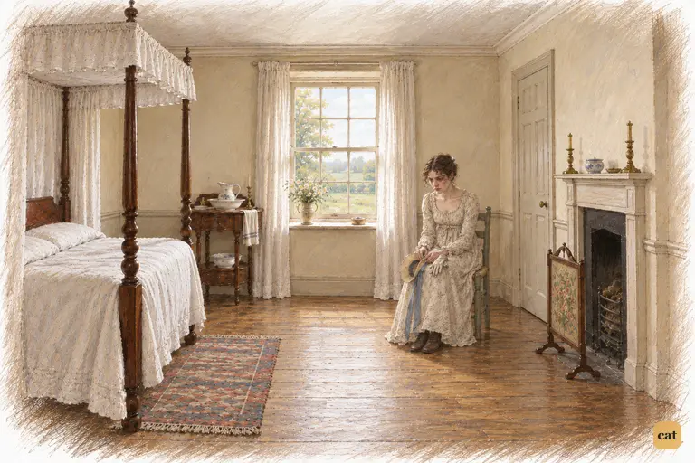 Alone in her chamber, Elizabeth weighs Fitzwilliam's disclosure about Darcy's interference