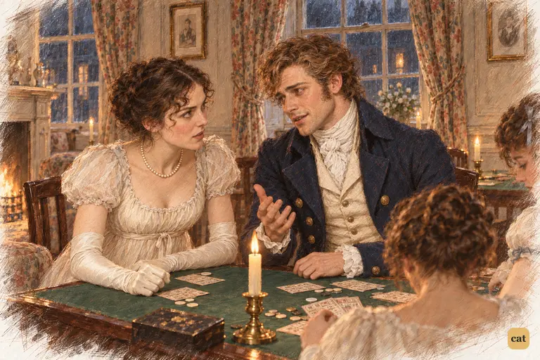 Wickham answers Elizabeth’s indignation with a gentle refusal to expose Darcy.