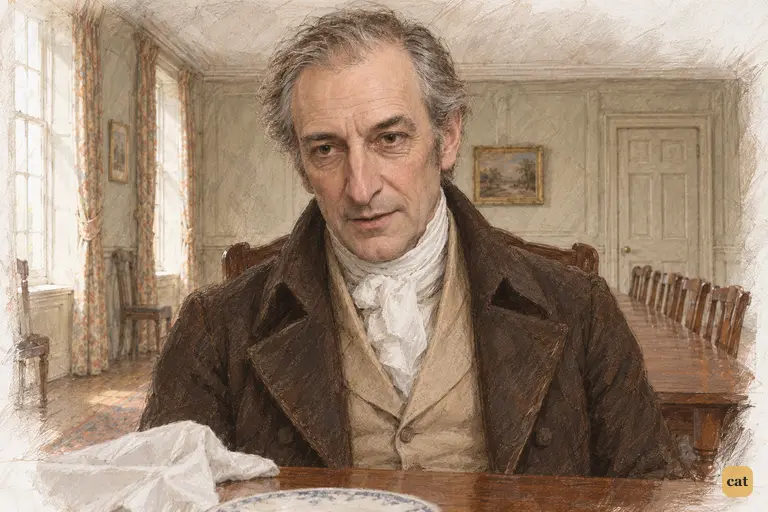 Mr. Bennet quietly ends his wife's triumphant plans with an absolute refusal.