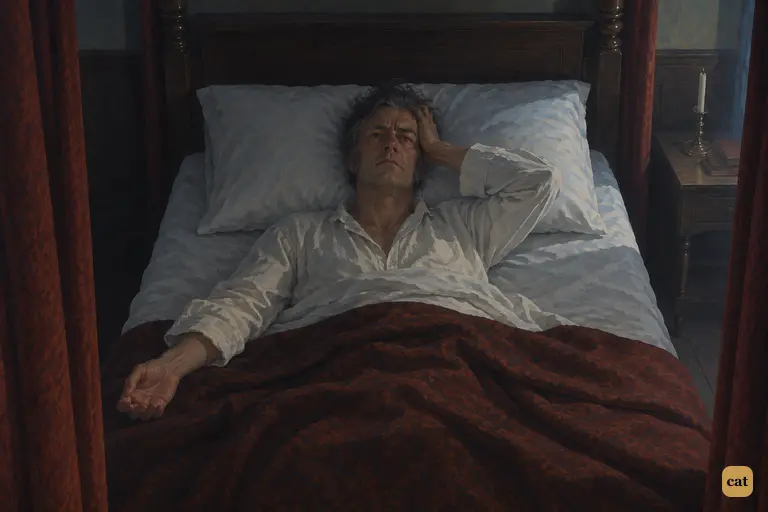 In the small hours, the lawyer lies awake in his dark four-poster, kept up by questions