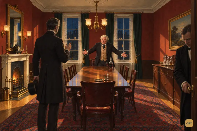 Dr Lanyon jumps up from his wine and holds out both hands to Utterson