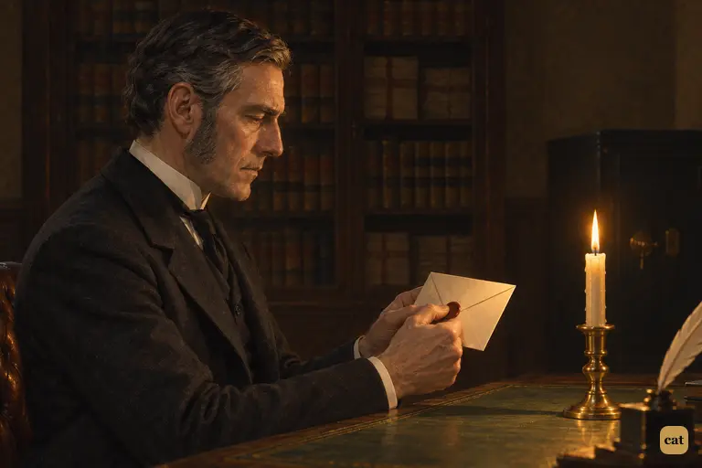 After Lanyon's funeral, Utterson sits alone by one candle with his dead friend's envelope