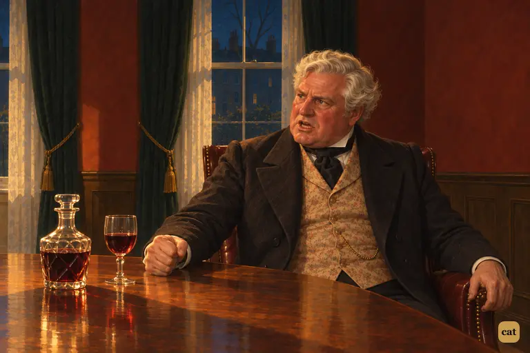 Over his wine, Dr. Lanyon suddenly flushes purple and bangs his fist on the mahogany