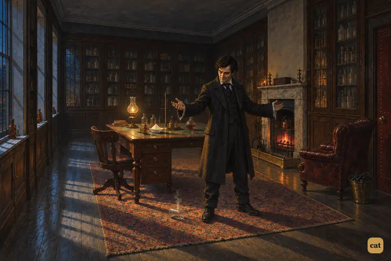 Alone in the lamplit cabinet, the newly born Hyde flings out his arms in delight