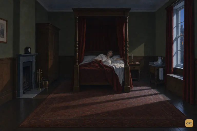 Mr. Utterson lies awake in his dark four-poster, turning Hyde's name over in his mind