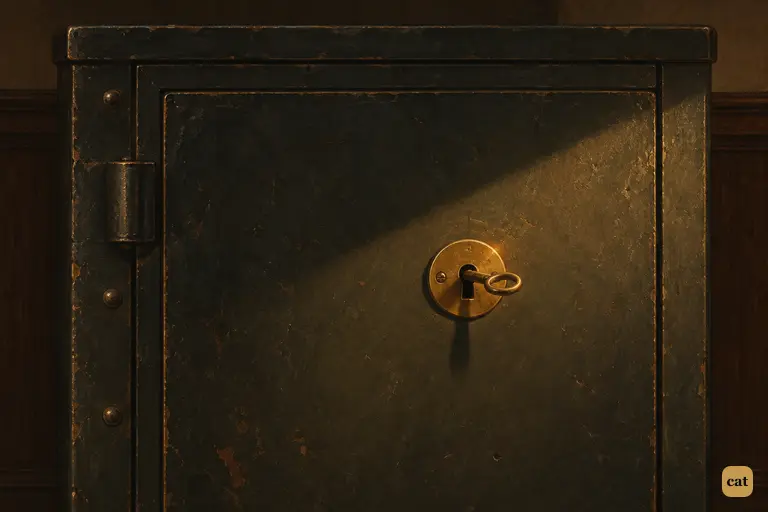 The note is locked away and the room is empty.
