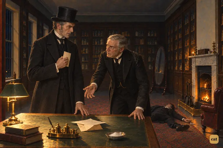 Utterson holds Jekyll's dated note unread to his chest as Poole urges him to read it