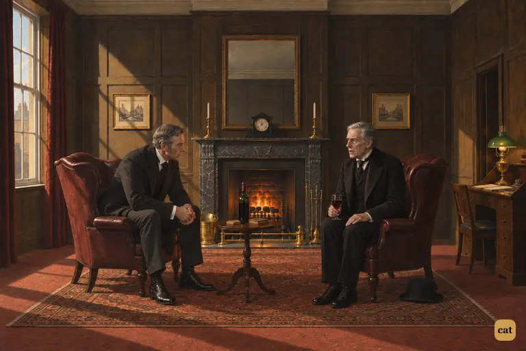 Poole sits stiffly across the fire from Utterson, wine untouched, and admits he is afraid