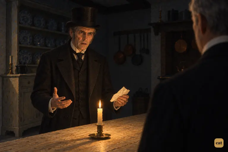 Utterson explains his theory of a disfiguring illness while Poole stands unconvinced