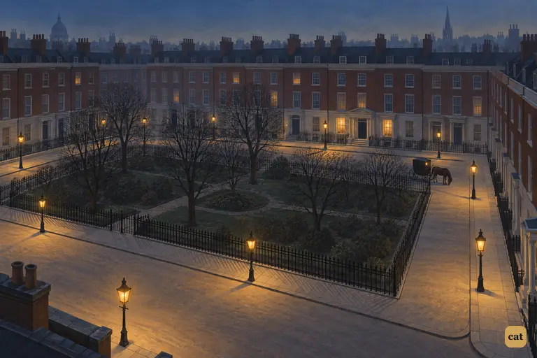A January evening settles over Cavendish Square, quiet and orderly.