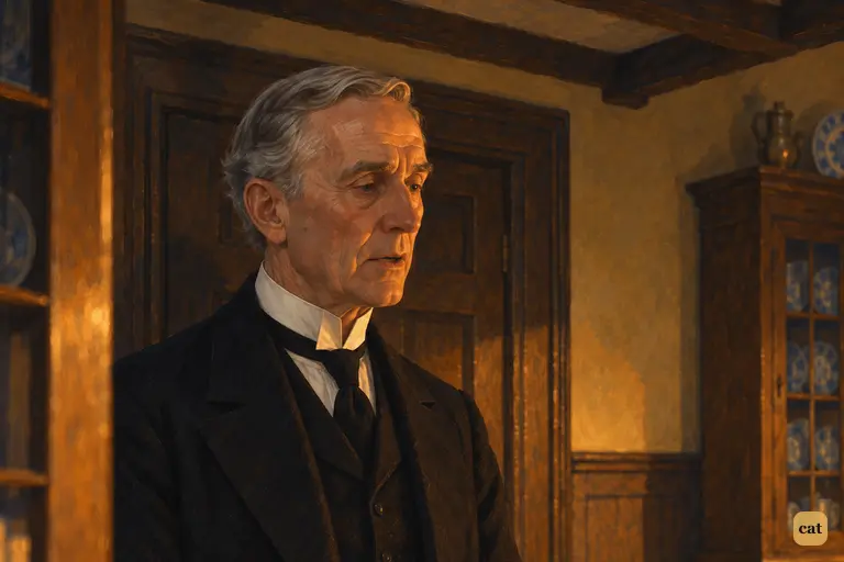 In Jekyll's firelit hall, Poole quietly tells Utterson the servants must obey Mr. Hyde