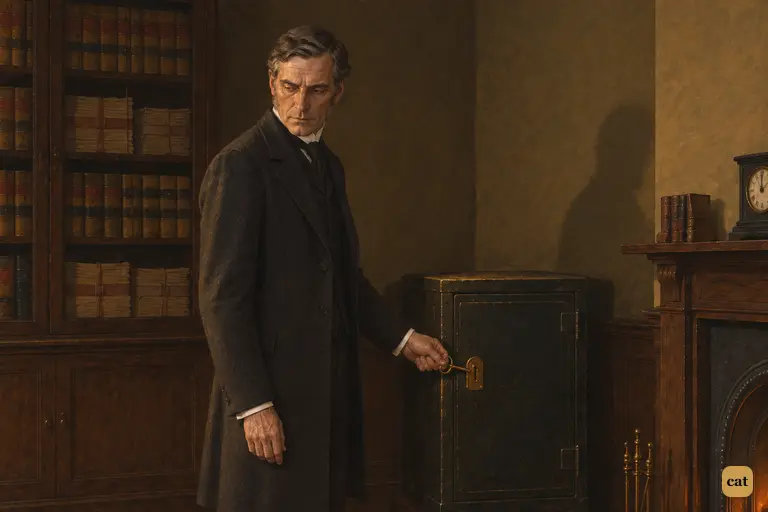 Alone at night, Mr. Utterson locks Jekyll's note in his iron safe