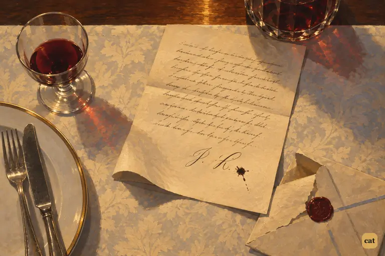 Jekyll's letter lies flat on Lanyon's dinner table, and it ends in the shaky initials "H.J."