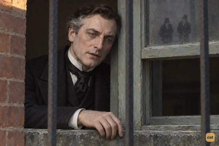 Jekyll leans on his barred window frame and tells Utterson below it will not last long