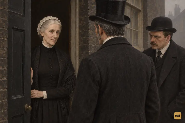 A silver-haired old woman with a smooth ivory face opens the door of Hyde's sooty Soho house.