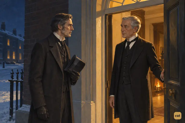 Hat in hand on Dr Jekyll's step, Utterson asks Poole whether the doctor is at home