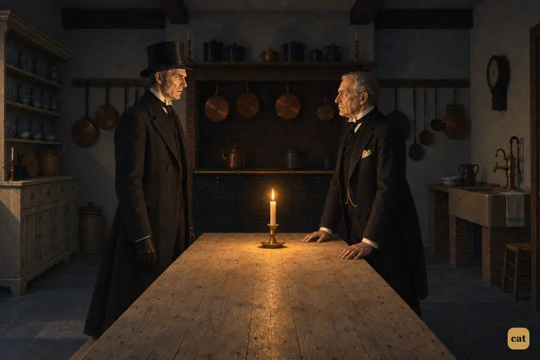 Across a single candle, Poole asks Utterson whether that was his master's voice