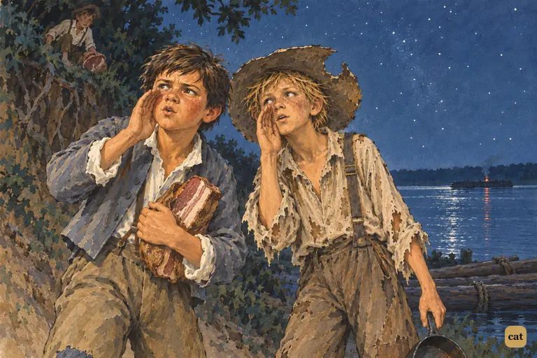 Two boys on the starlit shore whisper the dreadful word Blood! up into the night
