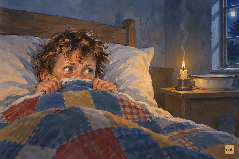 At night, the boy who was a hero by day lies in bed with the quilt pulled up to his eyes.