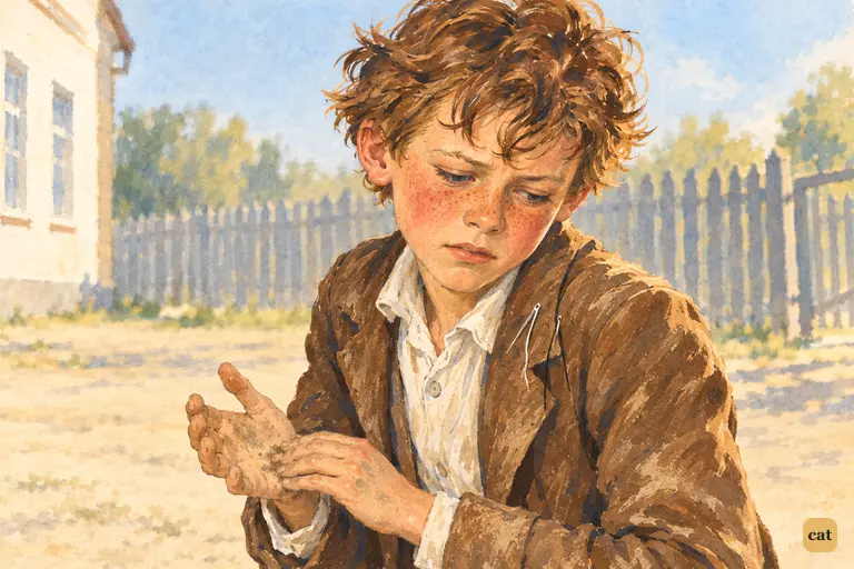 Snubbed by Becky, Tom gets up from the schoolyard dust with burning cheeks