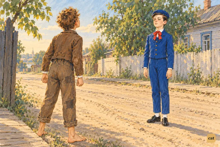 Tom first sees the new boy, a stranger in city clothes and shoes on an ordinary Friday.