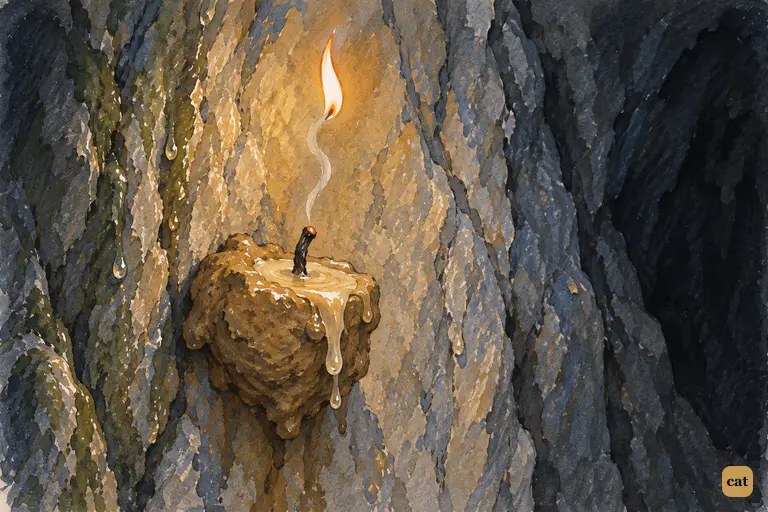 The last instant before total darkness in the cave.