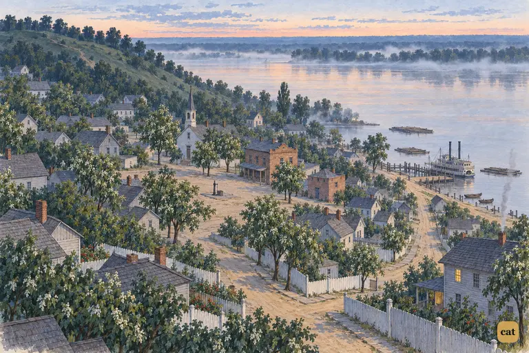 Before sunrise, St. Petersburg sleeps above the wide, still Mississippi.