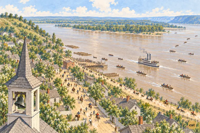 The whole town of St. Petersburg rushes toward the cave.
